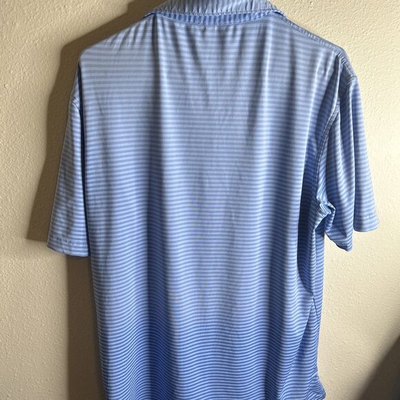 Peter Millar Summer Comfort Men's Medium Blue Striped Short Sleeve LR Logo - Picture 10 of 12